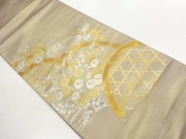 JAPANESE FUKURO OBI / KINGINSAI / EMBROIDERY / AUTUMN FLOWERS
